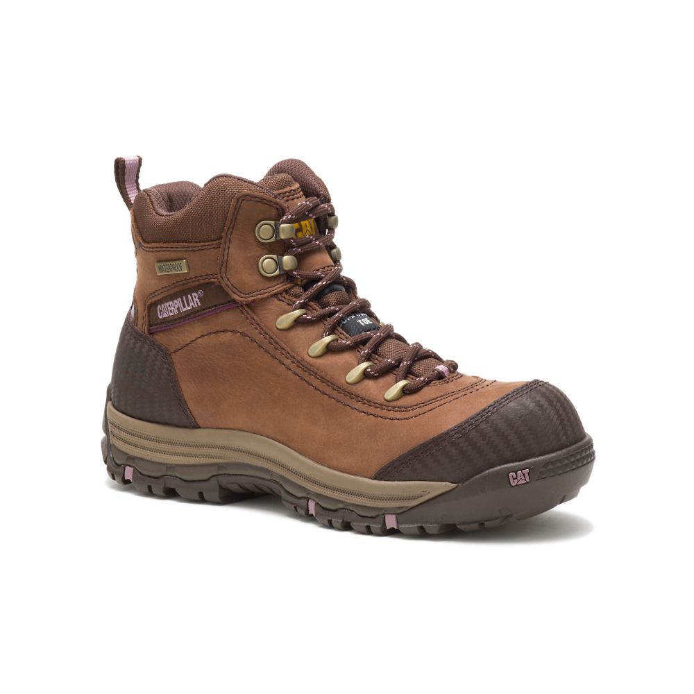 Botas De Trabajo Caterpillar Ally Impermeables Composite Puntera Mujer Marrom | MX2522SO