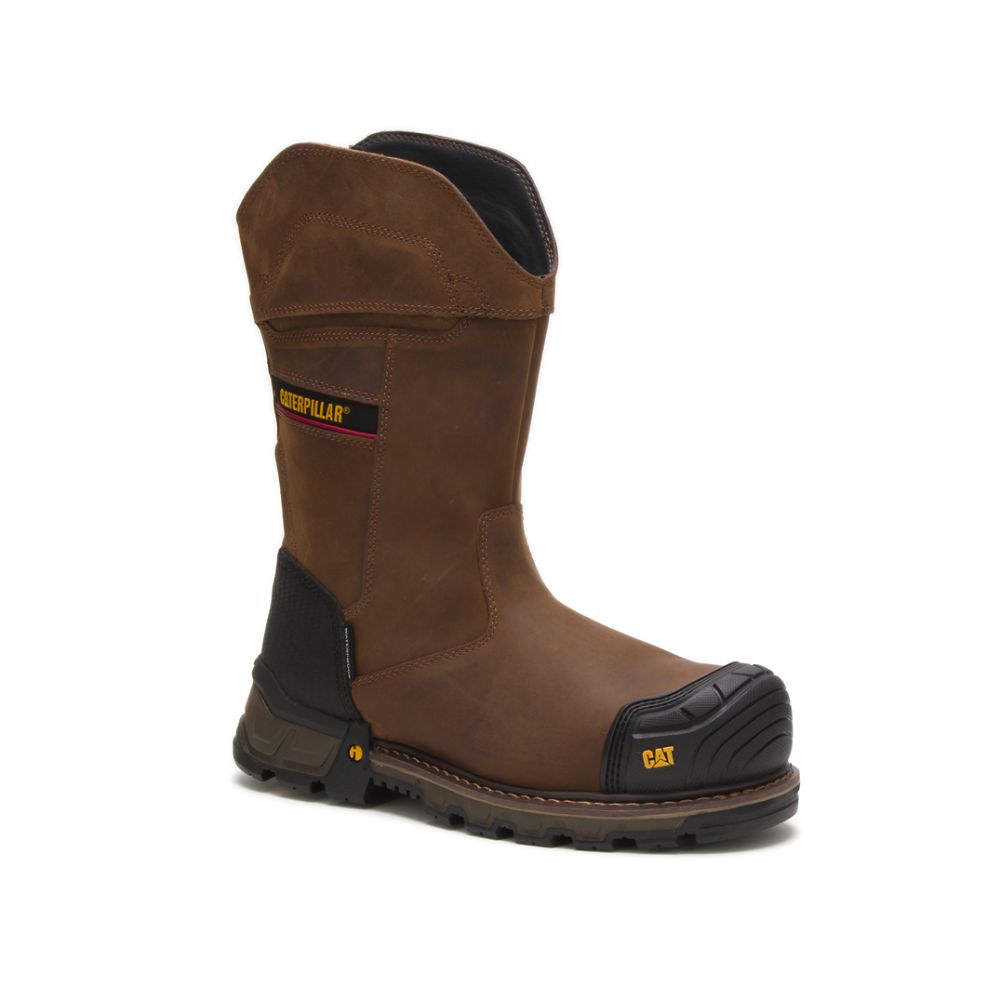 Botas De Trabajo Caterpillar Excavator XL Pull On Impermeables Composite Puntera Hombre Cafes | MX2802VD