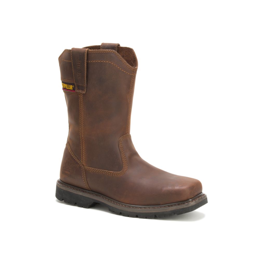 Botas De Trabajo Caterpillar Wellston Pull On Steel Puntera Hombre Cafes | MX2809HK