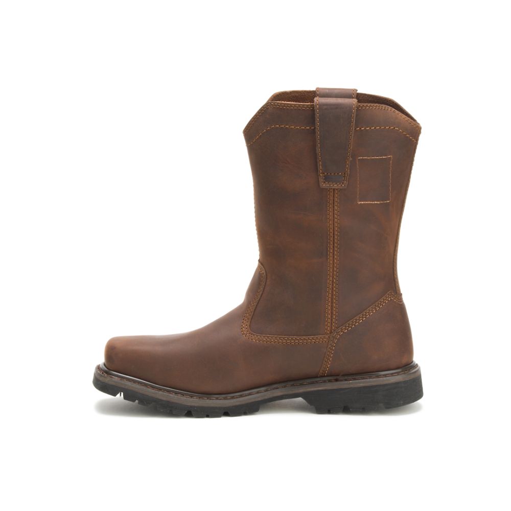 Botas De Trabajo Caterpillar Wellston Pull On Steel Puntera Hombre Cafes | MX2809HK