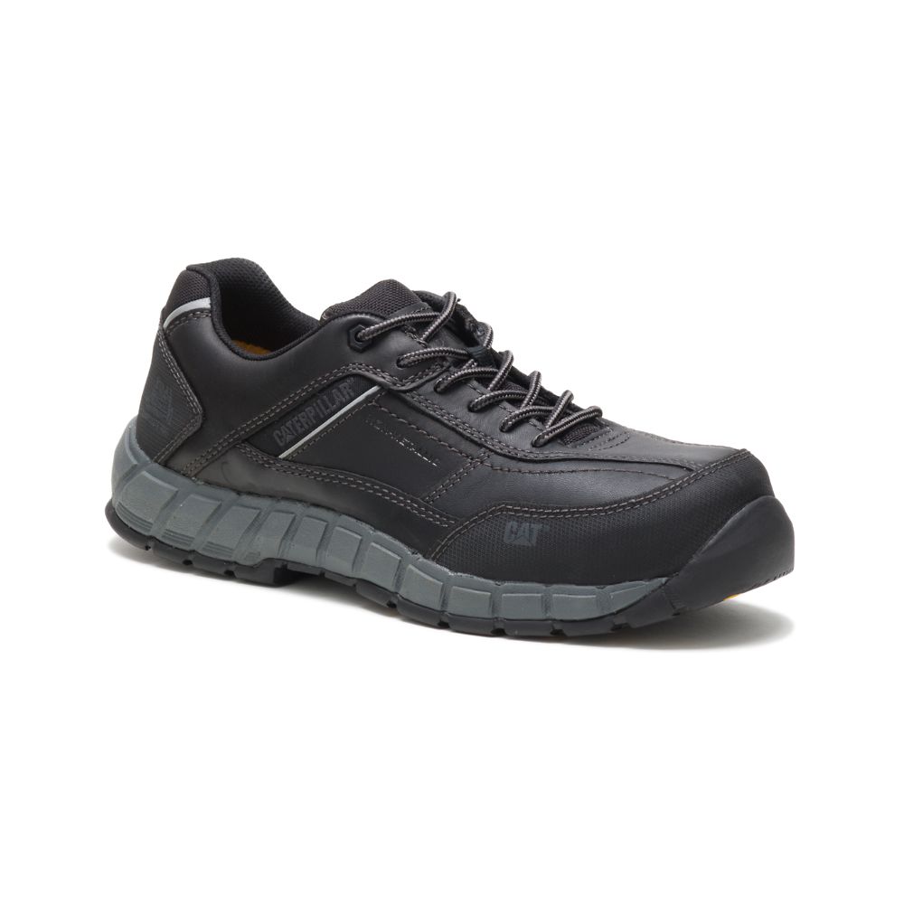 Tenis Para Caminar Caterpillar Streamline Cuero Composite Puntera Hombre Negros | MX2633YU